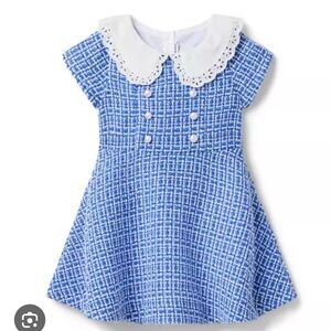 NWT - Janie and Jack Eyelet Tweed Dress with White Collar